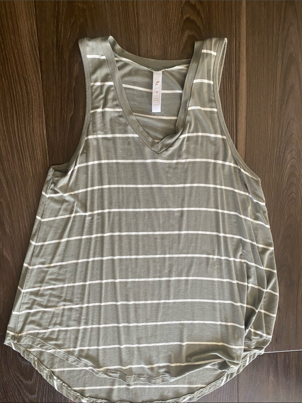 Women's Olive Striped V-Neck Sleeveless Tank